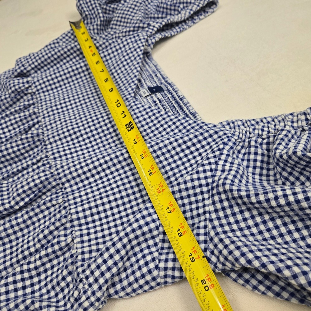 Old Navy Blue Gingham Puff Sleeve Smocked Back Mini Dress with Pockets XL - Picture 2 of 10